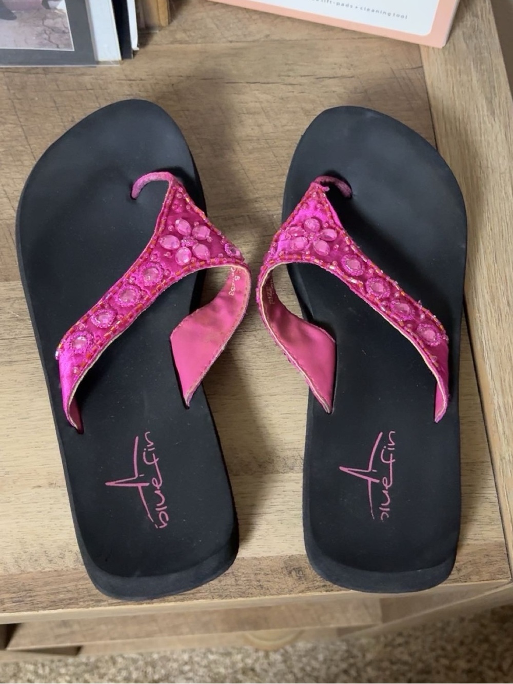 Women's Pink Jeweled Thong Sandals